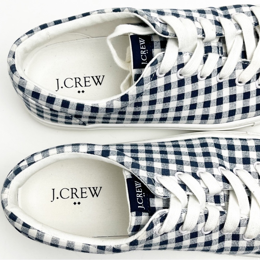 J. CREW Factory Gingham Plaid Lace Up Canvas Shoes, Size 7 - Picture 7 of 10
